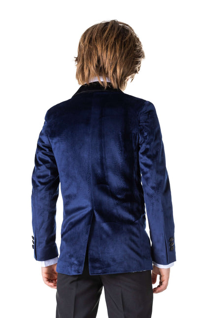 Blazer en velours bleu foncé Garçon <tc>OppoSuits</tc>