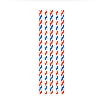 Pailles rouges, blanches et bleues en carton 20 pièces