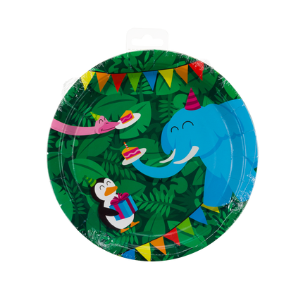 Assiettes Jungle colorées 23cm 8pcs