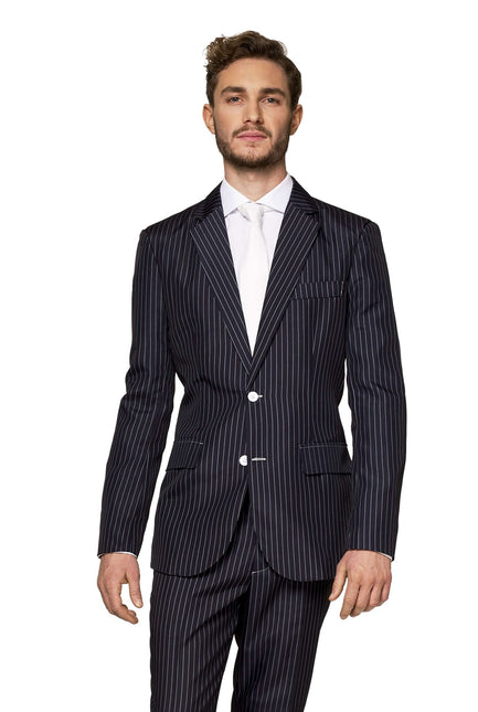 Gangster Pinstripe Black Suit Men <tc>Suitmeister</tc>