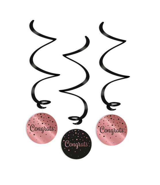Décoration suspendue rose noir Congrats 17cm