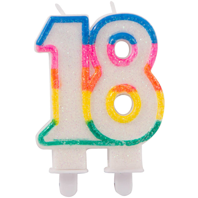 Bougie 18 ans pailletée 9cm