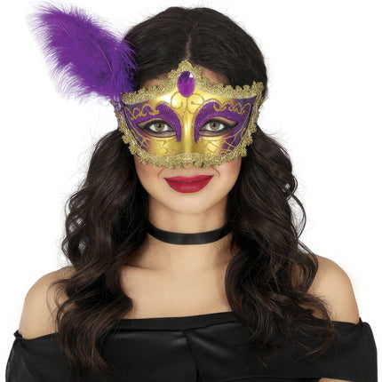 Masque vénitien pour les yeux or et violet