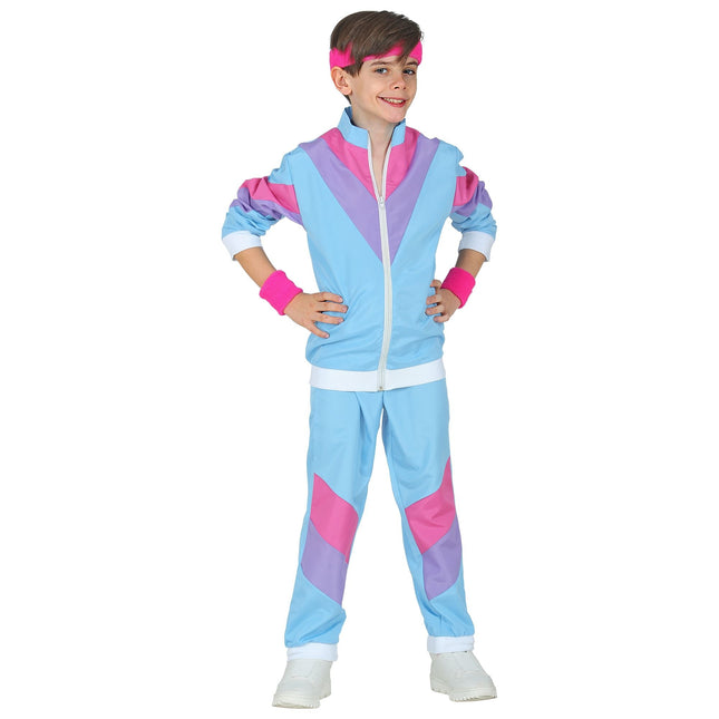 Neon 80S Tracksuit Fault Blue Child