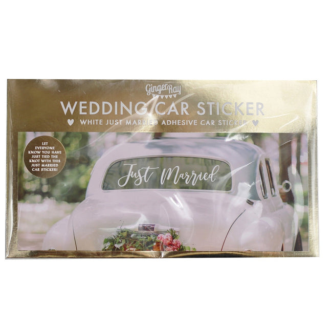 Autocollant de voiture Just Married blanc 60cm