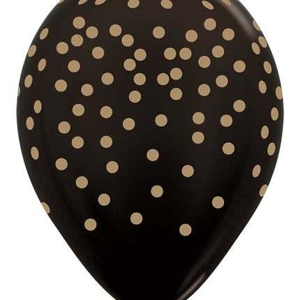 Ballons Confetti Gold Print Metallic Black 30cm 25pcs