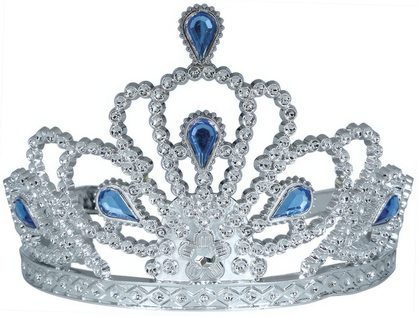 Tiare fille en argent avec diamants bleus enfant