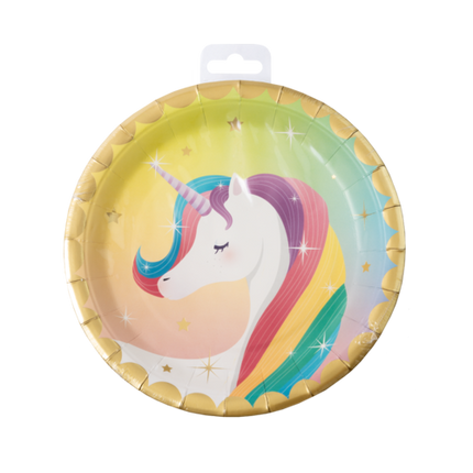 Assiettes Licorne colorées 23cm 8pcs