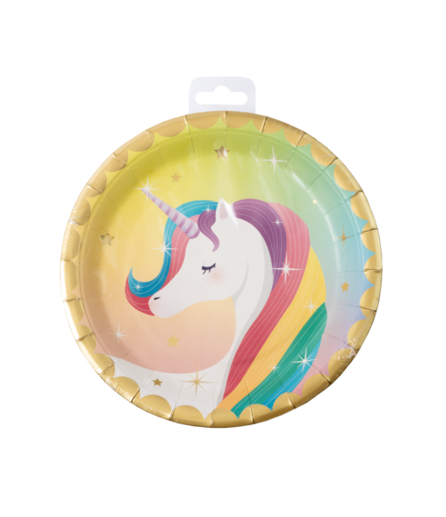 Assiettes Licorne colorées 23cm 8pcs