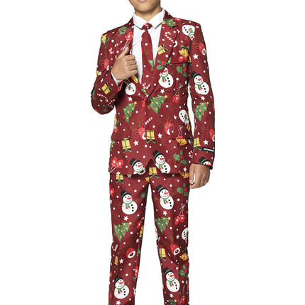 Costume rouge Noël avec l'enfant de lumière