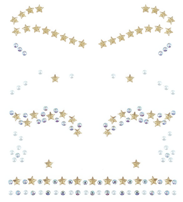 Autocollants pour le visage Étoiles d'argent