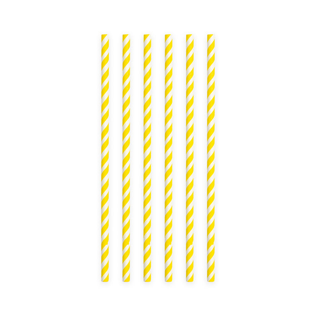 Pailles en papier jaune rayé 19.7cm 20pcs