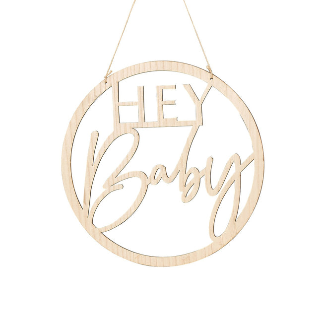 Panneau de décoration à suspendre Hey Baby Wood 36cm