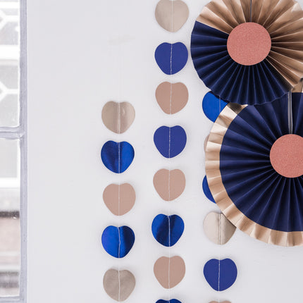 Eventails en papier bleu 35cm 3pcs