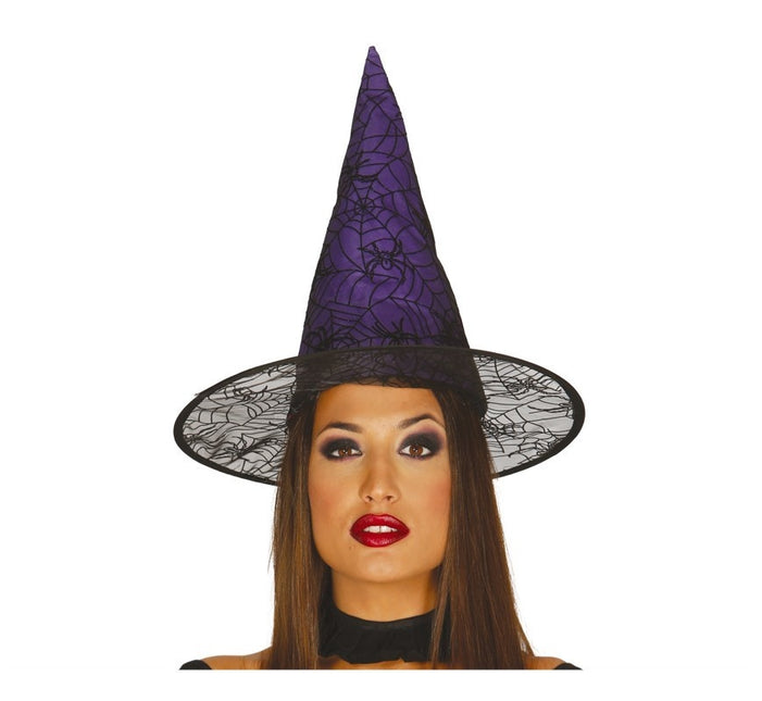 Chapeau violet sorcière araignée
