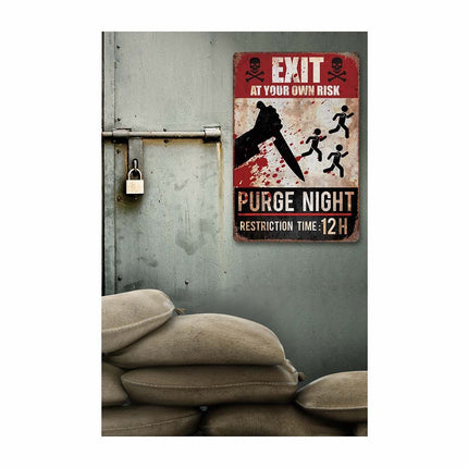 Halloween Door Purge Night Sign 36cm