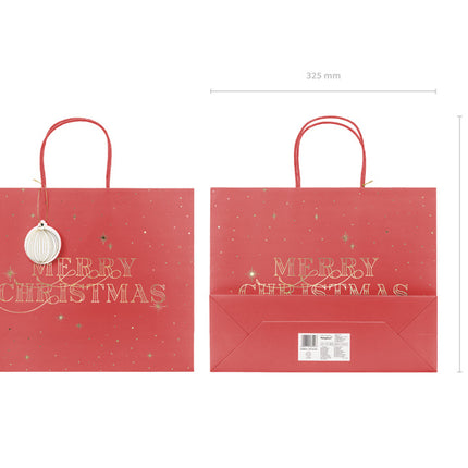 Sac cadeau Joyeux Noël Rouge 32.5cm