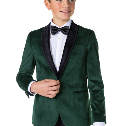 Blazer en velours vert foncé Garçon Ado <tc>OppoSuits</tc>