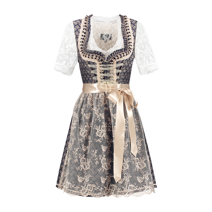 Blue White Creme Dirndl Dress Oktoberfest Ladies 2 Pieces