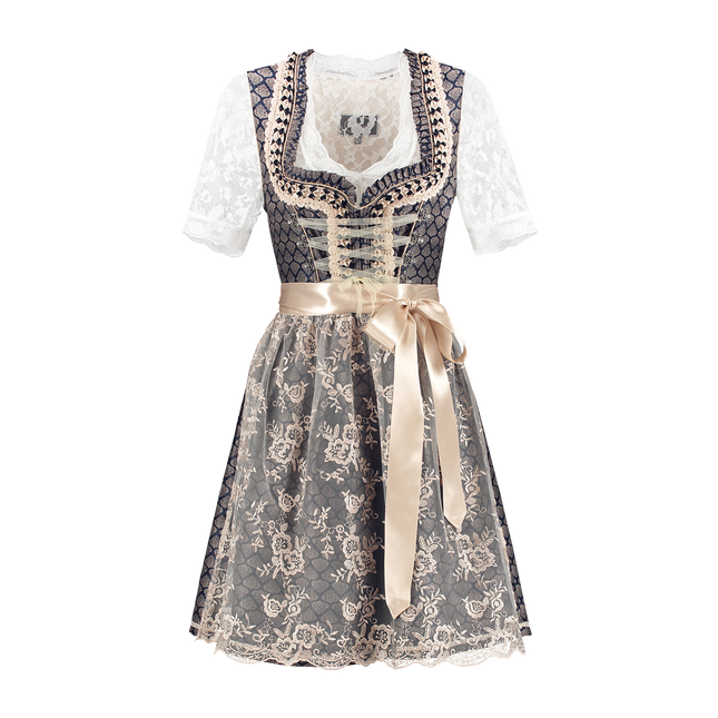 Blue White Creme Dirndl Dress Oktoberfest Ladies 2 Pieces