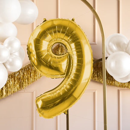 9 Year Figure Balloon Gold Empty 72cm