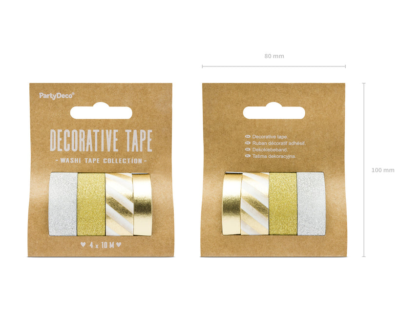Washi Tape Or Blanc 10m 4pcs