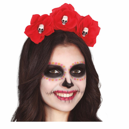 Bandeau Fleurs avec têtes de mort