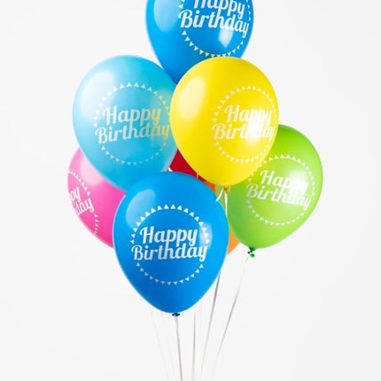Ballons colorés Happy Birthday 30.5cm 8pcs