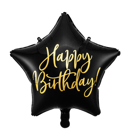 Ballon à l'hélium Étoile Joyeux Anniversaire Noir Vide 40cm