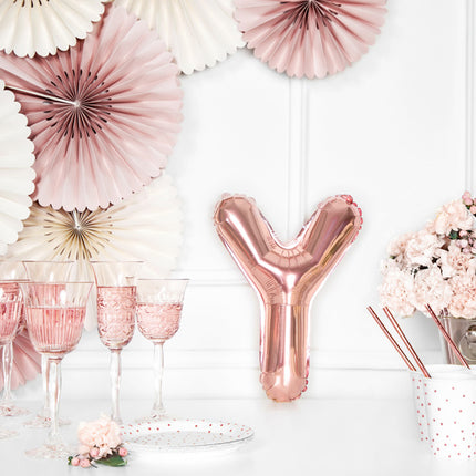 Ballon de baudruche Lettre Y Rose Or Vide 35cm
