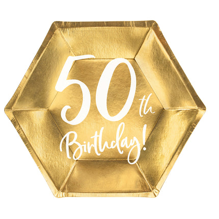 Assiettes 50 ans or 20cm 6pcs