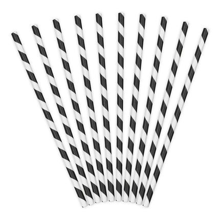 Pailles en papier noir 19.5cm 10pcs