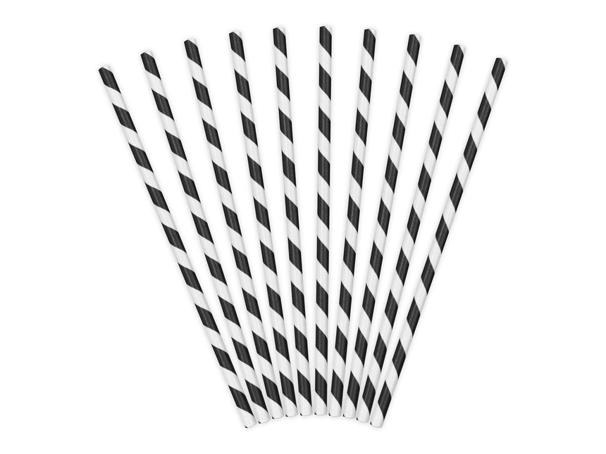 Pailles en papier noir 19.5cm 10pcs