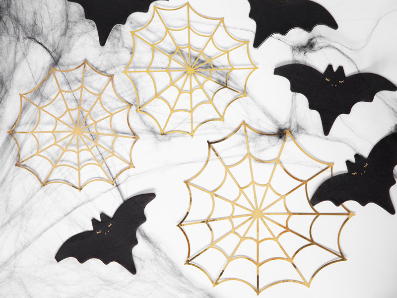 Décoration d'Halloween toile d'araignée or 3 pièces