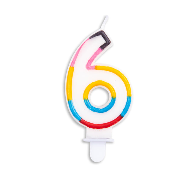 Bougie 6 ans colorée 7cm