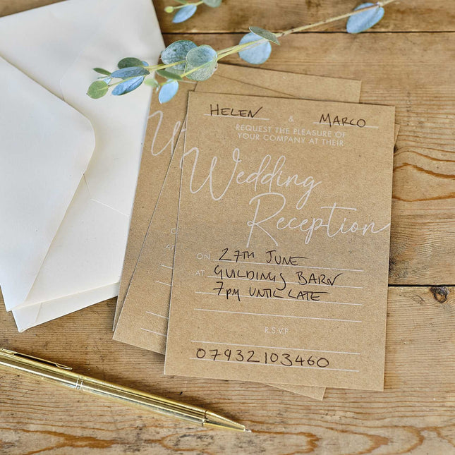 Invitations de mariage marron 10pcs