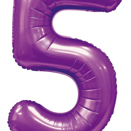 Ballon numéro violet 5 ans brillant 86cm