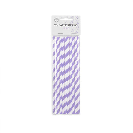 Pailles mauves rayées 19cm 20pcs