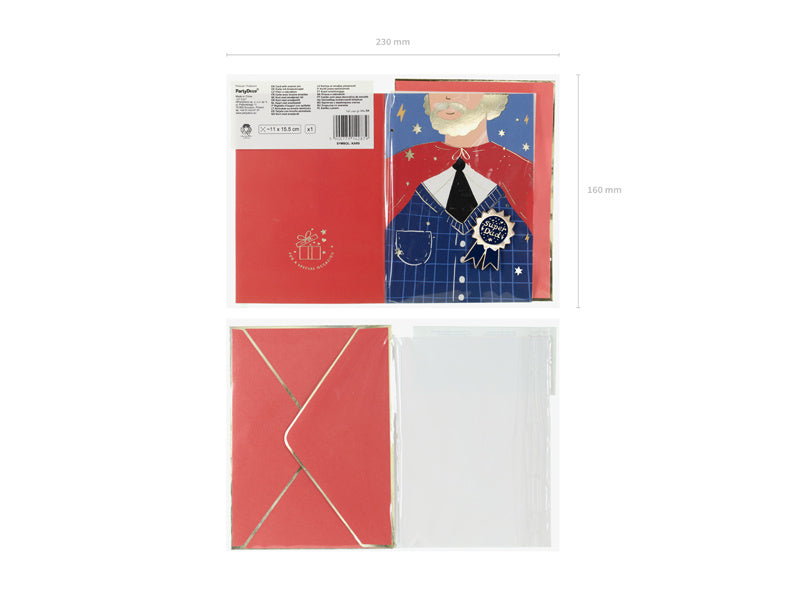 Carte de voeux Super Papa avec épingle en émail 15.5cm