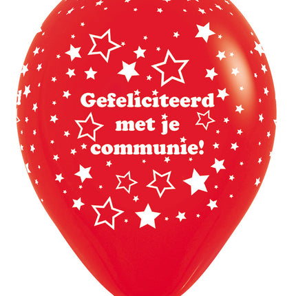 Ballons Communion Étoiles Rouge 30cm 25pcs