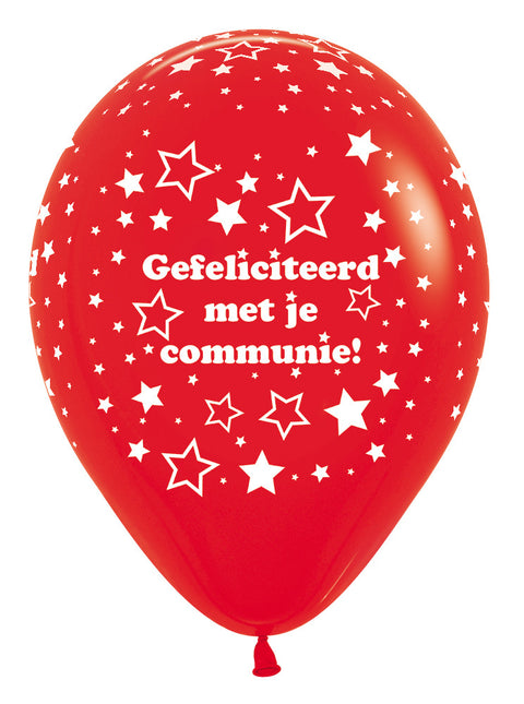 Ballons Communion Étoiles Rouge 30cm 25pcs