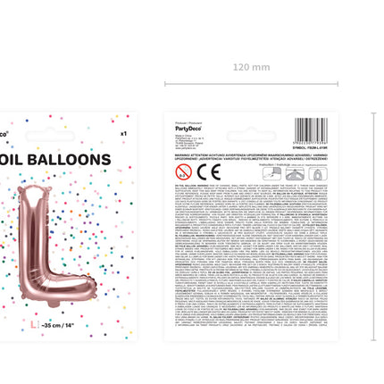 Ballon de baudruche Lettre L Rose Or Vide 35cm