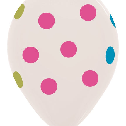 Ballons de baudruche Neon Polka Dots Crystal Clear 30cm 25pcs