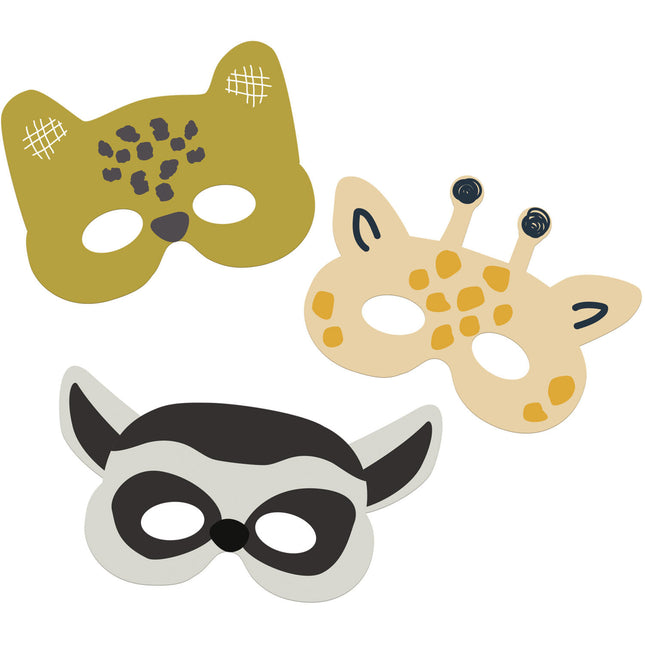 Masques d'animaux de la jungle Zoo Party 6pcs
