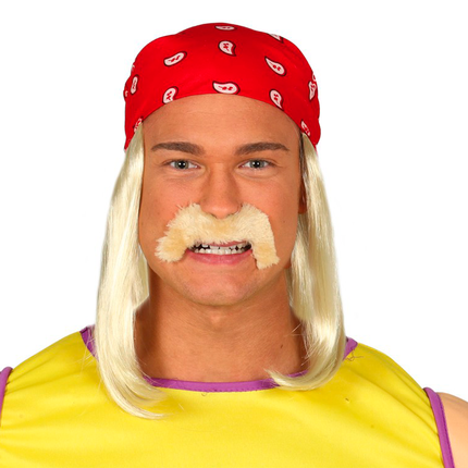 Perruque et moustache de lutteur Hulk Hogan