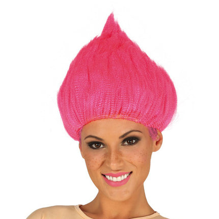 Perruque Troll Rose