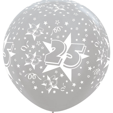 Ballons de baudruche Numéro 25 Argent 91cm 2pcs