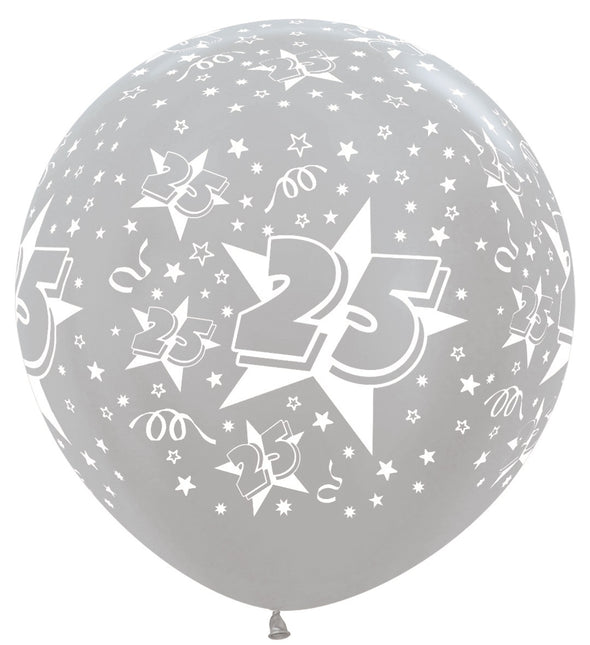 Ballons de baudruche Numéro 25 Argent 91cm 2pcs