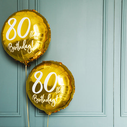 Ballon à l'hélium 80Th Birthday Or Vide 45cm