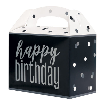 Boîtes à friandises Happy Birthday noires 6 pièces